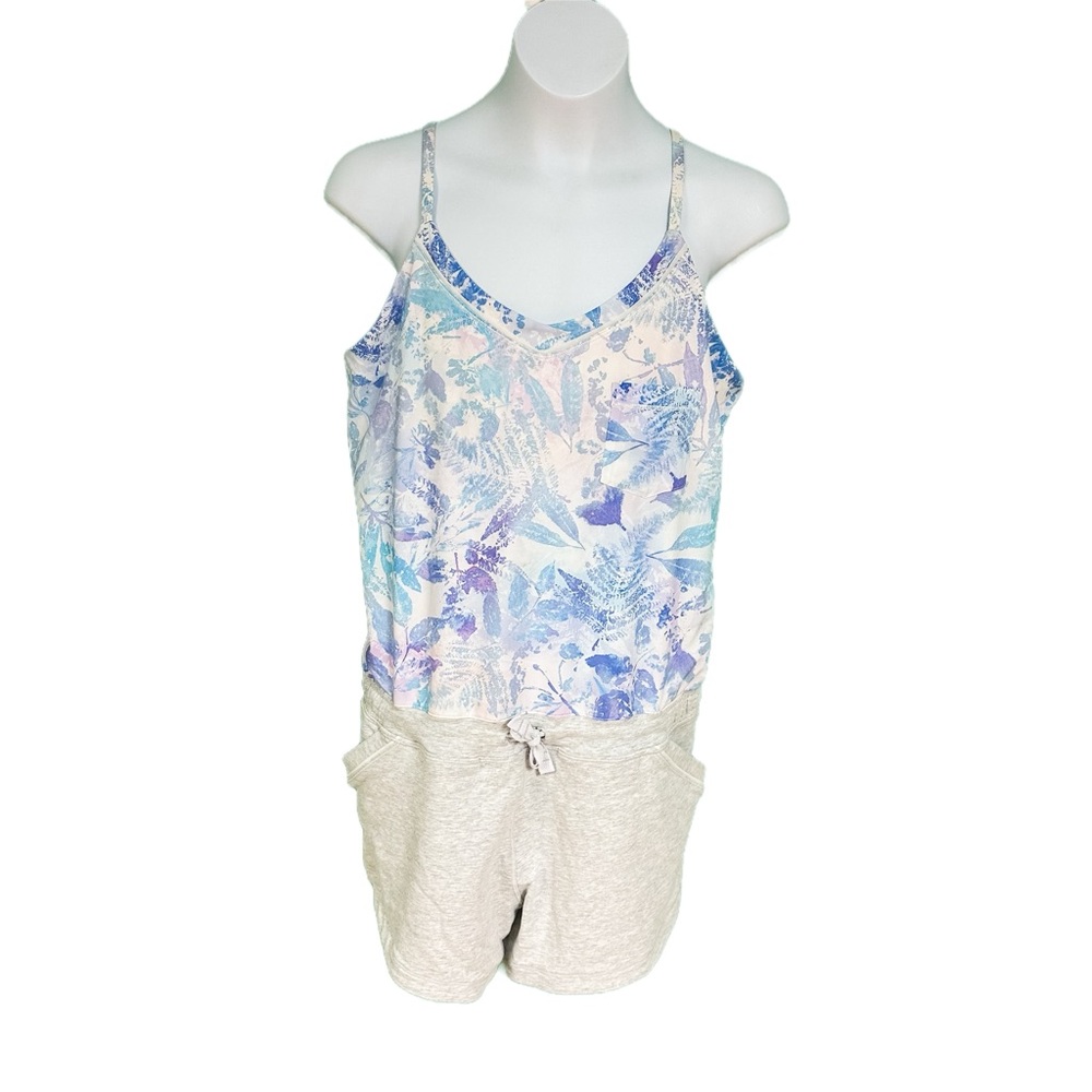 Ivivva by Lululemon Blue/Purple Floral & Gray Camp Hardly Wait Active Romper 14
